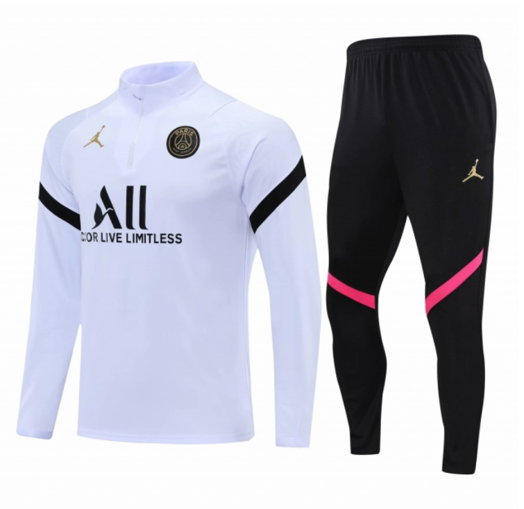 PSG x Jordan White Training Kits Sweater with Black Pants 2020/21